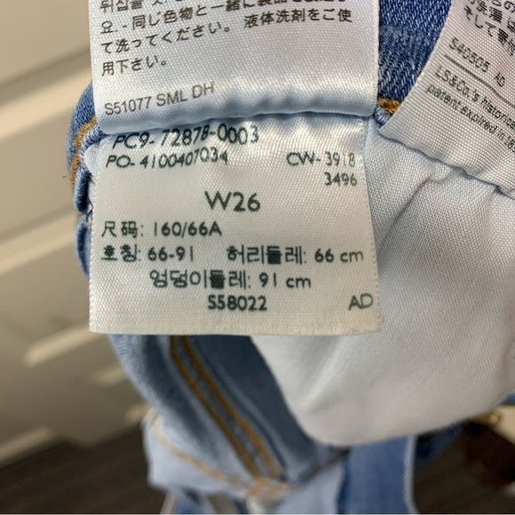 Levi's Cutoff Jeans Shorts Hi Rise Blue Distressed Raw Hem Denim 26 Red Label - Picture 9 of 11